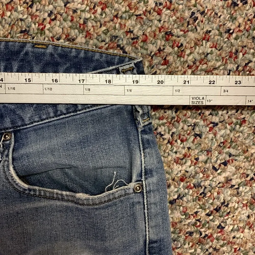 Carhartt Men's Blue Denim Ripped Relaxed-Fit Straight Leg Jeans Size 38 X 30